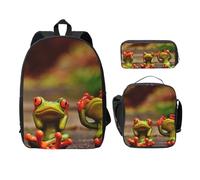 WESTCH Funny Green Frogs 17in Bag + Pencil Case + Lunch Bag Combination - Versatile Storage Organizer for Learning Supplies
