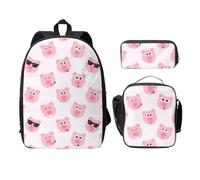 WESTCH Funny Pinkpig Face 17in Bag + Pencil Case + Lunch Bag Combination - Versatile Storage Organizer for Learning Supplies