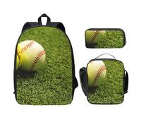 WESTCH Grass Baseball Softball 17in Bag + Pencil Case + Lunch Bag Combination - Versatile Storage Organizer for Learning Supplies