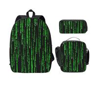 WESTCH Green Number Binary 17in Bag + Pencil Case + Lunch Bag Combination - Versatile Storage Organizer for Learning Supplies