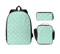 WESTCH Green Polka Dots 17in Bag + Pencil Case + Lunch Bag Combination - Versatile Storage Organizer for Learning Supplies