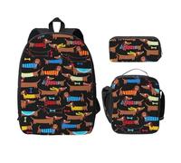 WESTCH I Love My Dog Dachshunds 17in Bag + Pencil Case + Lunch Bag Combination - Versatile Storage Organizer for Learning Supplies