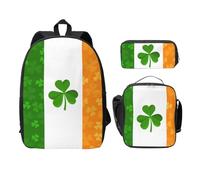 WESTCH Irish Flag 17in Bag + Pencil Case + Lunch Bag Combination - Versatile Storage Organizer for Learning Supplies