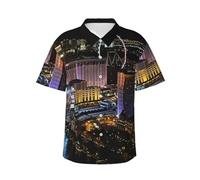 WESTCH Las Vegas Night View Men's Hawaiian Shirt - Stylish and Comfortable Tropical Floral Button-Down Shirt Casual Shirt Beach Shirt Vacation Shirt Party Shirt Breathable Shirt