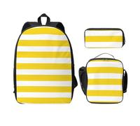 WESTCH Lemon Yellow Stripes Pattern 17in Bag + Pencil Case + Lunch Bag Combination - Versatile Storage Organizer for Learning Supplies