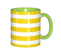 WESTCH Lemon Yellow Stripes Pattern Ceramic Mugs - 11oz Colorful Mug Gift Box Set - for Coffee Lovers and Gift Giving, Unique Mugs, Personalized Mugs, Hot Beverage Cups, Colorful Mugs