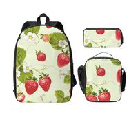 WESTCH Lovely Strawberry 17in Bag + Pencil Case + Lunch Bag Combination - Versatile Storage Organizer for Learning Supplies