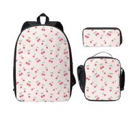 WESTCH Lovely Sweet Red Cherry 17in Bag + Pencil Case + Lunch Bag Combination - Versatile Storage Organizer for Learning Supplies