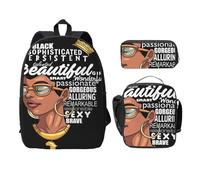WESTCH Melanin Afro Woman 17in Bag + Pencil Case + Lunch Bag Combination - Versatile Storage Organizer for Learning Supplies