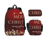 WESTCH Merry Christmas 17in Bag + Pencil Case + Lunch Bag Combination - Versatile Storage Organizer for Learning Supplies