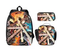 WESTCH Music Guitar 17in Bag + Pencil Case + Lunch Bag Combination - Versatile Storage Organizer for Learning Supplies