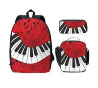 WESTCH Music Note Piano 17in Bag + Pencil Case + Lunch Bag Combination - Versatile Storage Organizer for Learning Supplies