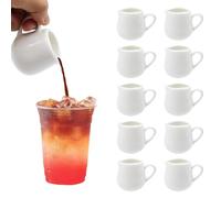 WestCH Pack of 10 White Porcelain Milk Jugs 50 ml Mini Jug Milk Jug Small with Handle Cream Jug Small Ceramic Milk Jug for Milk, Sauce, Coffee, Sauces, Kitchen, Bar, Cafe
