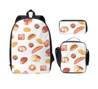 WESTCH Painted Bread 17in Bag + Pencil Case + Lunch Bag Combination - Versatile Storage Organizer for Learning Supplies