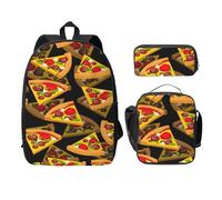 WESTCH Pizza 3D 17in Bag + Pencil Case + Lunch Bag Combination - Versatile Storage Organizer for Learning Supplies
