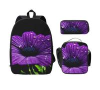 WESTCH Purple Chrysanthemum 17in Bag + Pencil Case + Lunch Bag Combination - Versatile Storage Organizer for Learning Supplies