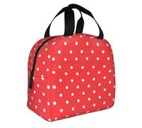 WESTCH Red and White Polka Dots Insulated Lunch Bag with Stylish Design - for Work, Travel, and Picnics Lunch Bag with Insulated Lining Lunch Bag with Stylish Design
