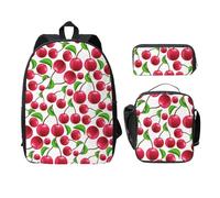 WESTCH Red Cherries 17in Bag + Pencil Case + Lunch Bag Combination - Versatile Storage Organizer for Learning Supplies