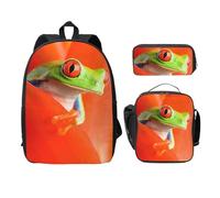 WESTCH Red Eyes Tree Frogs 17in Bag + Pencil Case + Lunch Bag Combination - Versatile Storage Organizer for Learning Supplies