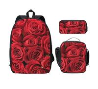 WESTCH Red Rose 17in Bag + Pencil Case + Lunch Bag Combination - Versatile Storage Organizer for Learning Supplies