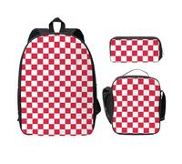 WESTCH Red White 17in Bag + Pencil Case + Lunch Bag Combination - Versatile Storage Organizer for Learning Supplies