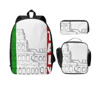 WESTCH Roman Colosseum Italian Flag 17in Bag + Pencil Case + Lunch Bag Combination - Versatile Storage Organizer for Learning Supplies