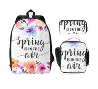 WESTCH Spring is in The Air 17in Bag + Pencil Case + Lunch Bag Combination - Versatile Storage Organizer for Learning Supplies