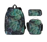 WESTCH Succulent Plants 17in Bag + Pencil Case + Lunch Bag Combination - Versatile Storage Organizer for Learning Supplies