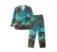 WESTCH Universe Galaxy Space Men'S Long-Sleeved Pajama Set - Comfortable Sleepwear For A Restful Night, Sleepwear Set, Nightwear, Classic Pajama Set, Stylish Sleepwear, Sleep Set