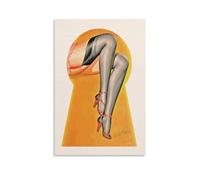 WESTCH Vintage Pinup Girl Artwork Art Canvas Prints of Modern Stretched Giclee Artwork Pictures Paintings on Canvas Wall Art for Bedroom Home Office Decorations 16x24inch(40x60cm)