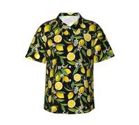 WestCH Yellow Lemon Men's Hawaiian Shirt - Stylish and Comfortable Tropical Floral Button-Down Shirt Casual Shirt Beach Shirt Vacation Shirt Party Shirt Breathable Shirt