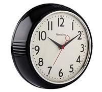 Westclox 32042BK 1950's Retro Black Case Convex Glass Clock, 9.5-Inch