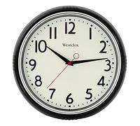 Westclox Retro Wall Clock for Kitchen, Bedroom, or Living Room - Vintage Quartz Analog Wall Clock with Chrome Bezel & Dome Glass Lens, Easy-to-Read Numbers (Black, 12")