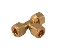 Westco 15mm Brass Compression Equal Tee Fitting - C x C x C | 15mm Brass Compression Equal Tee Fitting | C x C x C Connections for Copper Pipe Plumbing