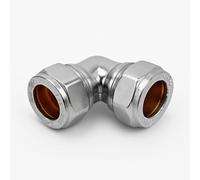 Westco 15mm Bright Chrome Compression Elbow 90 Degree Brass Pipe Fitting | Copper Pipe Connector, No Solder Required for Plumbing Repairs