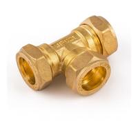 Westco 15mm C x C x C Equal Tee J614 (DZR) - Brass Compression Fitting for Copper Pipes in Plumbing & Heating Systems