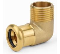 Westco 15mm x 1/2" Brass Press Male 90° Elbow | Press Fit to BSP Thread | Water & Heating Systems