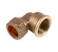 Westco 15mm x 1/2" BSP Brass Compression Elbow 90 Degree C x FI Female Thread Pipe Fitting for Copper Pipe, Hot & Cold Water Plumbing Connector