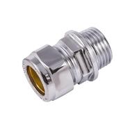 Westco 15mm x 1/2" Compression x Male Iron Coupling - Chrome Plated J600CP Brass Fitting