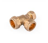 Westco 15mm x 15mm x 1/2" Brass Compression Reducing Tee - C x C x FI | Westco Brass Compression Reducing Tee | Size 15mm x 15mm x 1/2" | Connection Type C x C x FI
