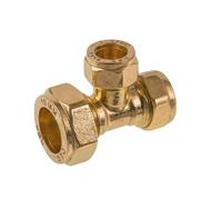 Westco 22 x 15 x 22mm DZR Brass Compression Tee J616 Reducing Fitting | Suitable for Hot and Cold Water Systems | Reducing Fitting for Compression Plumbing Applications