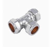 Westco 22mm Brass Compression Equal Tee Fitting - Bright Chrome Finish