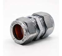 Westco 22mm C x C Coupling - Bright Chrome Finish, Compression Straight Connector for Copper Pipe, Secure Plumbing Joint