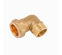 Westco 22mm x 3/4" Brass Compression Elbow 90 Degree MI Male Thread BSP | BSP Plumbing Pipe Fitting for Copper & Plastic Pipe