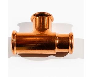 Westco 28x22x22mm Copper Reduced Press Fitting Tee Connector Water System | 28x22x22mm Copper Reduced Connection | Tee Connector for Press Fitting Water Systems