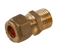 Westco 2X 15mm x 3/4 Inch Brass Compression Coupling C x MI Iron Fitting | 15mm to 3/4 Inch Connection | Male Thread Connector for Plumbing Systems