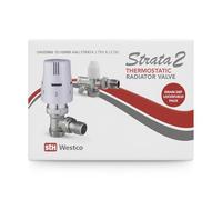Westco Strata 2 Thermostatic Radiator Valve 15/10mm Angle Twin Pack with Drain Off & Lockshield Valve Set