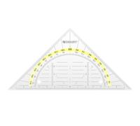 Westcott 14 cm Set Square, Staple-able, Transparent Plastic Set Square with Yellow Scale, Technical Scale & Protractor for School, University or Office, E-10139 00