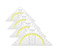 Westcott 14 cm Set Square, Transparent Set Square Made of Unbreakable Plastic with Yellow Scale, Technical Scale & Protractor for School, University or Office, E-10132 00 (Pack of 4)