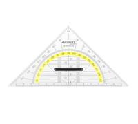 Westcott 14 cm Set Square with Removable Handle, Transparent Plastic Set Square with Yellow Scale, Technical Scale & Protractor for School, University or Office, E-10133 00